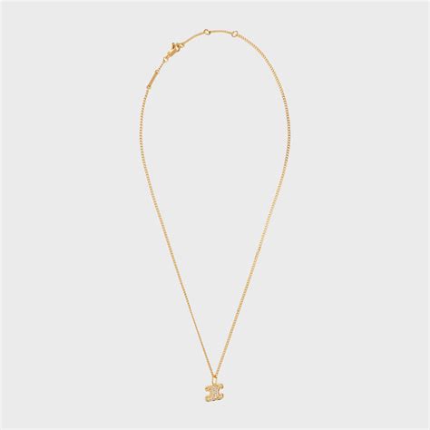 Celine Triomphe Logo Gold Rhinestone Necklace Costume 